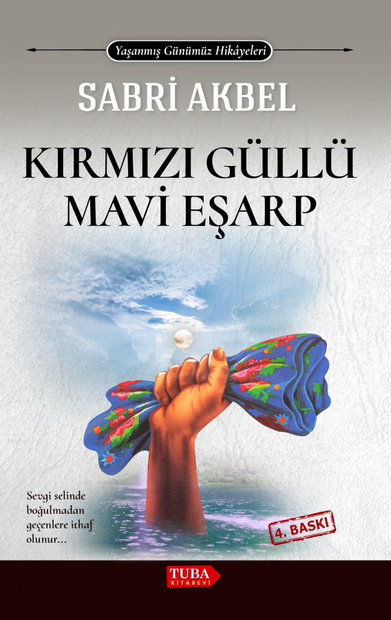 KIRMIZI GÜLLÜ MAVİ EŞARP